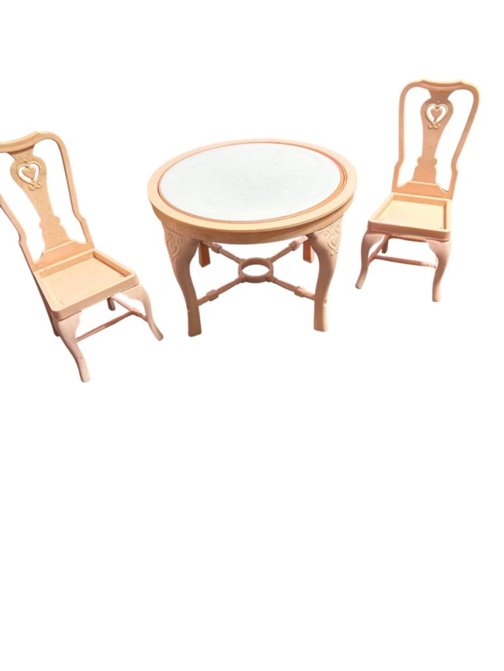 Vintage Barbie Sweet Roses Table 2 Chairs Set Hearts Pink Faded 1984 Doll